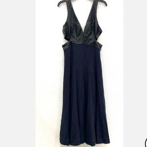 NWT Anthropologie Navy w/Black Leather Like Cut Out Dress Size 10. Prom